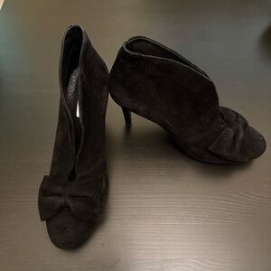 Pablo Black Suede Bow Ankle Booties Heels Women’s EU 40 US 9 9.5